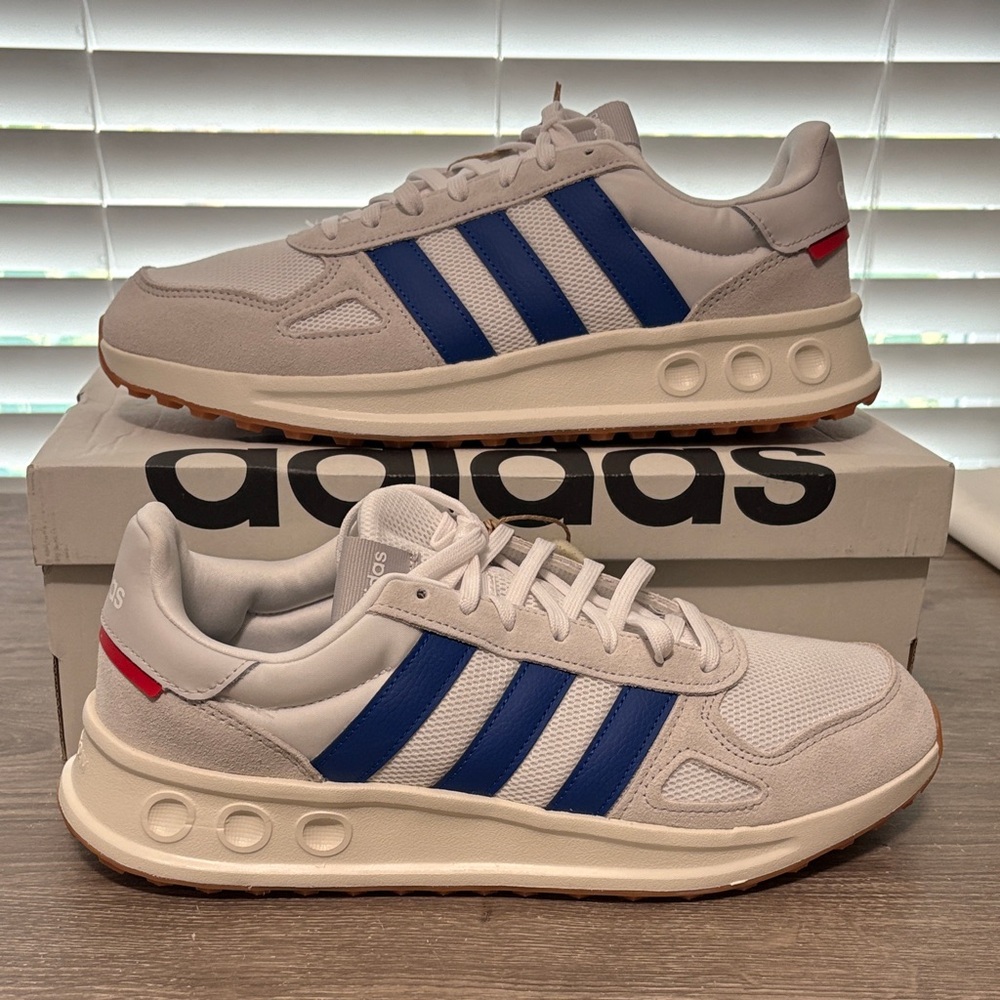 Adidas Men’s Run 84 Sneaker, White/Royal Blue/Grey , Size 12